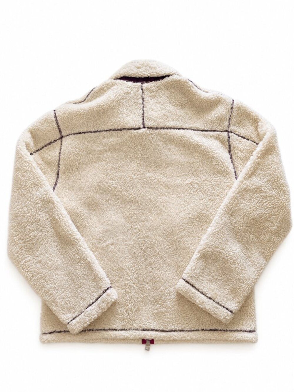 AMI Paris Ami de Cœur Faux Shearling Zipped Jacket Off White/Fuchsia Unisex - Picture 3 of 16